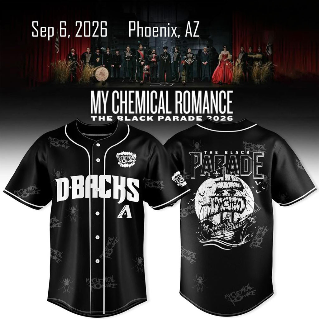 Arizona Diamondbacks X My Chemical Romance Merch The Black Parade Tour Jersey Fan Apparel 1 - Unicasport Arizona Diamondbacks X My Chemical Romance Merch The Black Parade Tour Jersey Fan Apparel