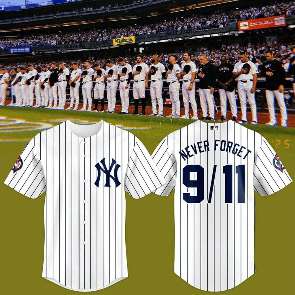 New York Yankees 2026 25th Anniversary 9 11 Never Forget Striped Baseball Jersey Yankees Merch 1 - Unicasport New York Yankees 2026 25th Anniversary 9 11 Never Forget Striped Baseball Jersey Yankees Merch