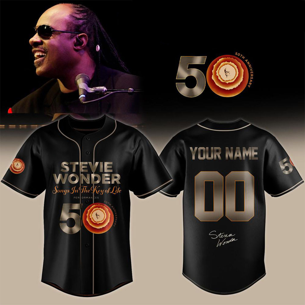 Custom Stevie Wonder Merch Songs In The Key Of Life 50th Anniversary Baseball Jersey Fan Gear 1 - Unicasport Custom Stevie Wonder Merch Songs In The Key Of Life 50th Anniversary Baseball Jersey Fan Gear