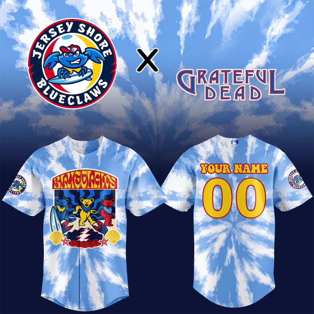 Custom Jersey Shore BlueClaws Grateful Dead Baseball Jersey BlueClaws Merch Gift For Fans 1 - Unicasport Custom Jersey Shore BlueClaws Grateful Dead Baseball Jersey BlueClaws Merch Gift For Fans