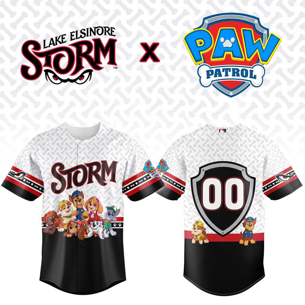 Custom Lake Elsinore Storm Paw Patrol Night Baseball Jersey Lake Elsinore Storm Merch Gifts 1 - Unicasport Custom Lake Elsinore Storm Paw Patrol Night Baseball Jersey Lake Elsinore Storm Merch Gifts