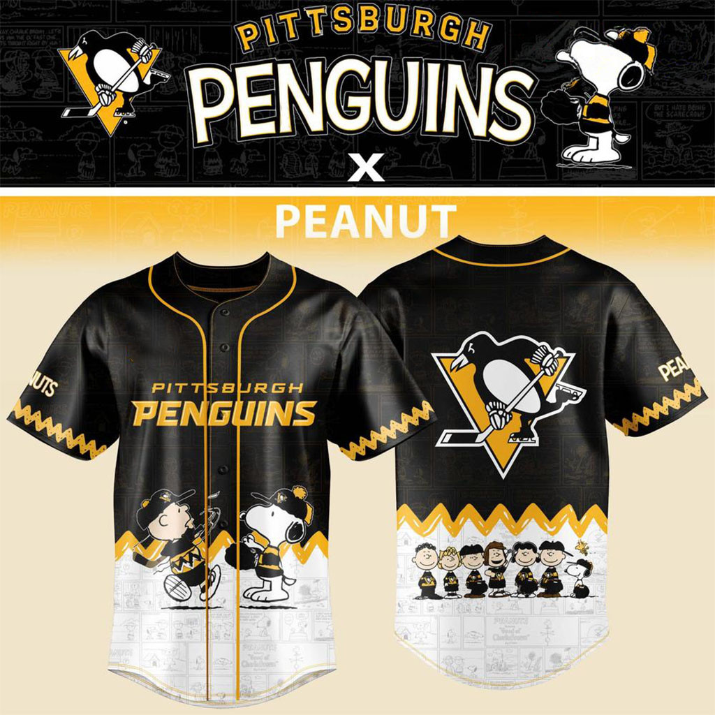 Pittsburgh Penguins x Peanuts Night 2026 Baseball Jersey Pittsburgh Hockey Merch Fans Gifts 1 - Unicasport Pittsburgh Penguins x Peanuts Night 2026 Baseball Jersey Pittsburgh Hockey Merch Fans Gifts