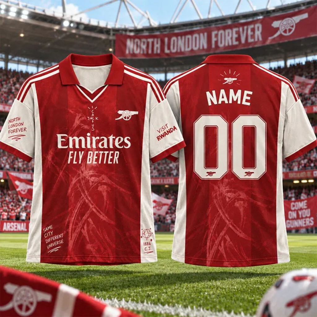 Personalized Arsenal x Cactus Jack North London Forever Polo Jersey Shirt Arsenal FC Merch 1 - Unicasport Personalized Arsenal x Cactus Jack North London Forever Polo Jersey Shirt Arsenal FC Merch