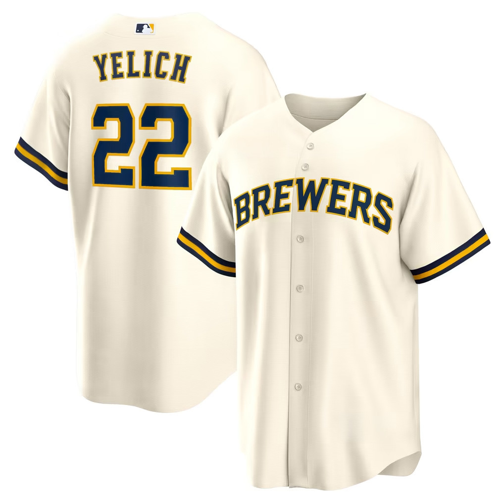 Christian Yelich Jersey Milwaukee Brewers NL Central Champions Merch #22 Home Replica Jersey 1 - Unicasport Christian Yelich Jersey Milwaukee Brewers NL Central Champions Merch #22 Home Replica Jersey
