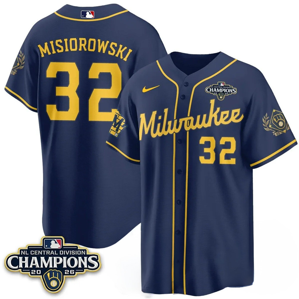 #32 Jacob Misiorowski Jersey Shirt Milwaukee Brewers NL Central Champions Merch 2026 Fan Gear 1 - Unicasport #32 Jacob Misiorowski Jersey Shirt Milwaukee Brewers NL Central Champions Merch 2026 Fan Gear