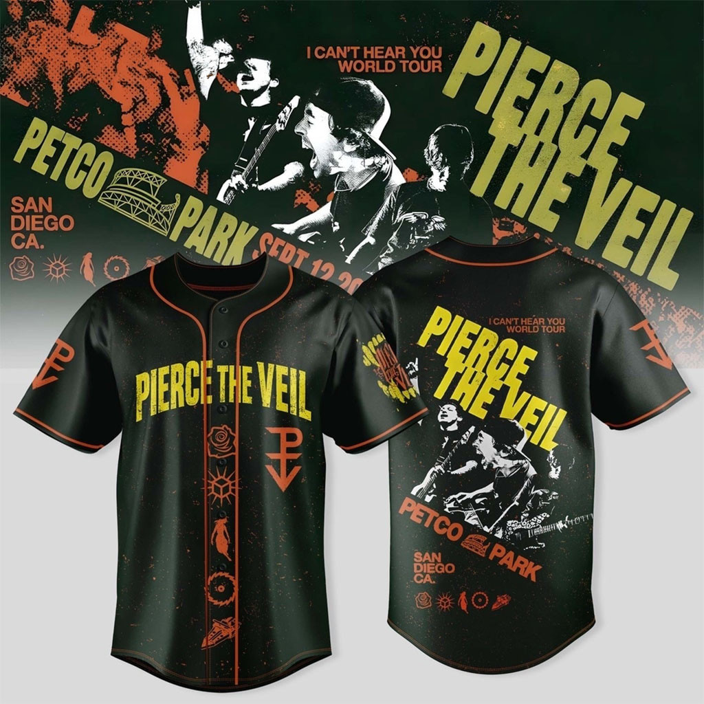 Pierce The Veil I Can't Hear You World Tour Finale Baseball Jersey Pierce The Veil Merch 2026