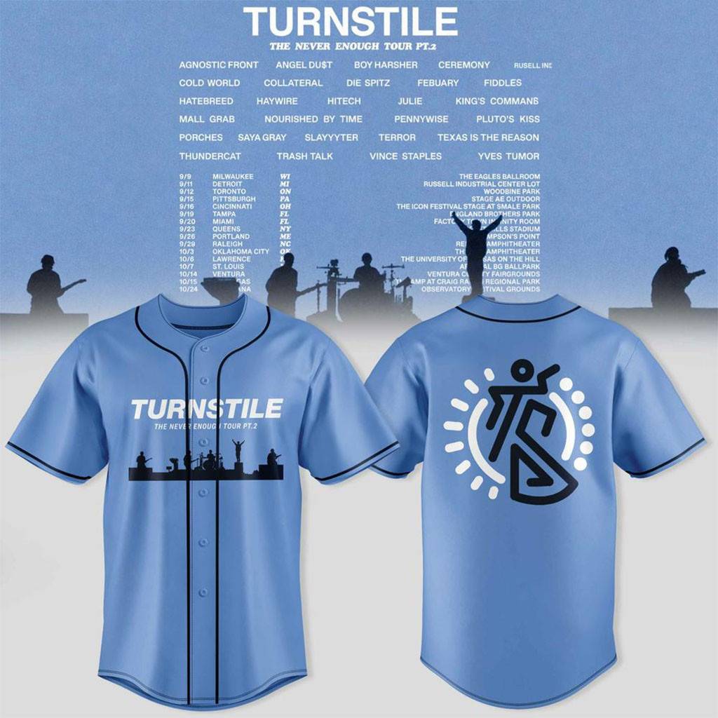 Turnstile Merch The Never Enough Tour Pt 2 Concert Baseball Jersey Rock Band Fans Gifts