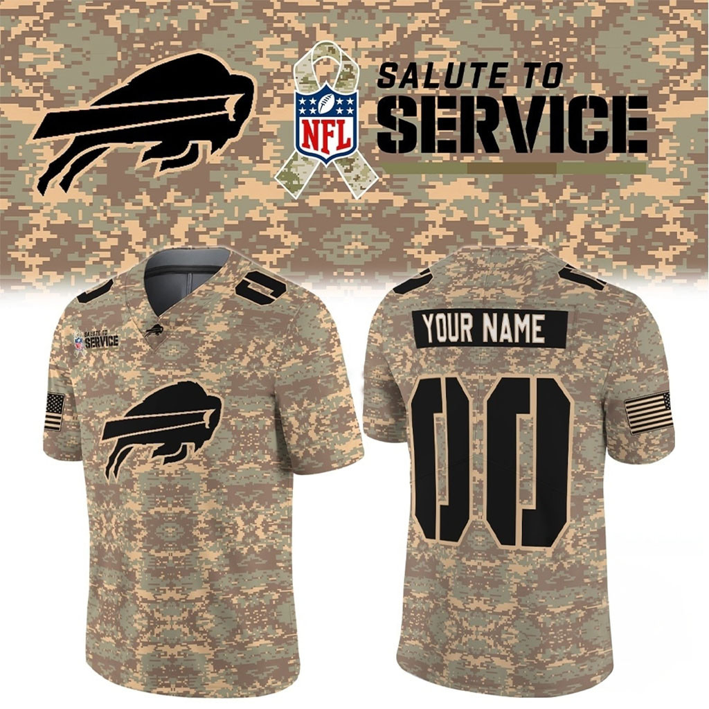 Custom Buffalo Bills Salute To Service 2026 Camo Football Jersey Bills Merch Gifts For Fans