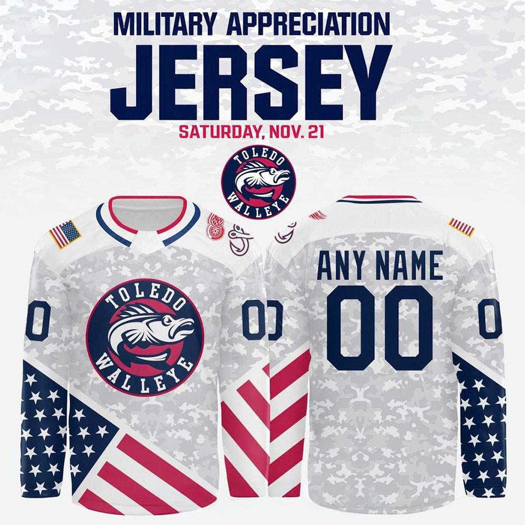 Custom Toledo Walleye 2026 Military Appreciation Game Day Hockey Jersey Toledo Walleye Merch 1 - Unicasport Custom Toledo Walleye 2026 Military Appreciation Game Day Hockey Jersey Toledo Walleye Merch