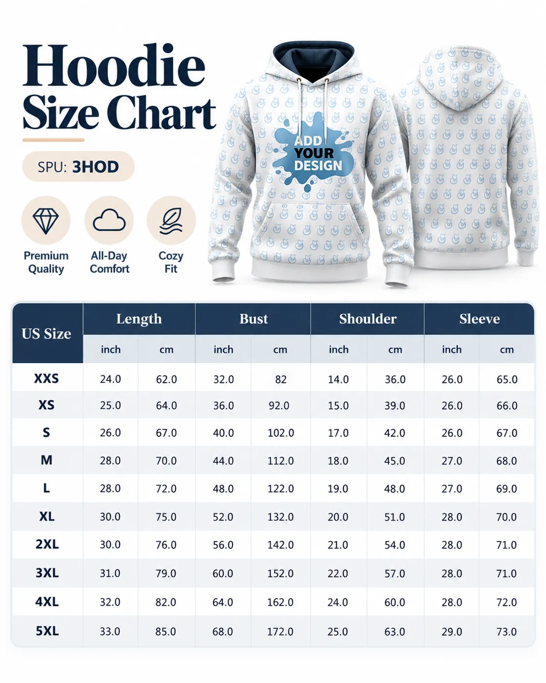 Hoodie Size Chart