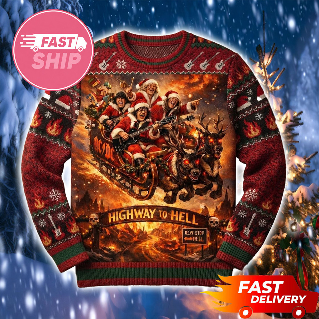 AC DC Highway To Hell Santa Claus 2026 Christmas Ugly Sweater ACDC Merch Band Fan Gifts 1 - Unicasport AC DC Highway To Hell Santa Claus 2026 Christmas Ugly Sweater ACDC Merch Band Fan Gifts
