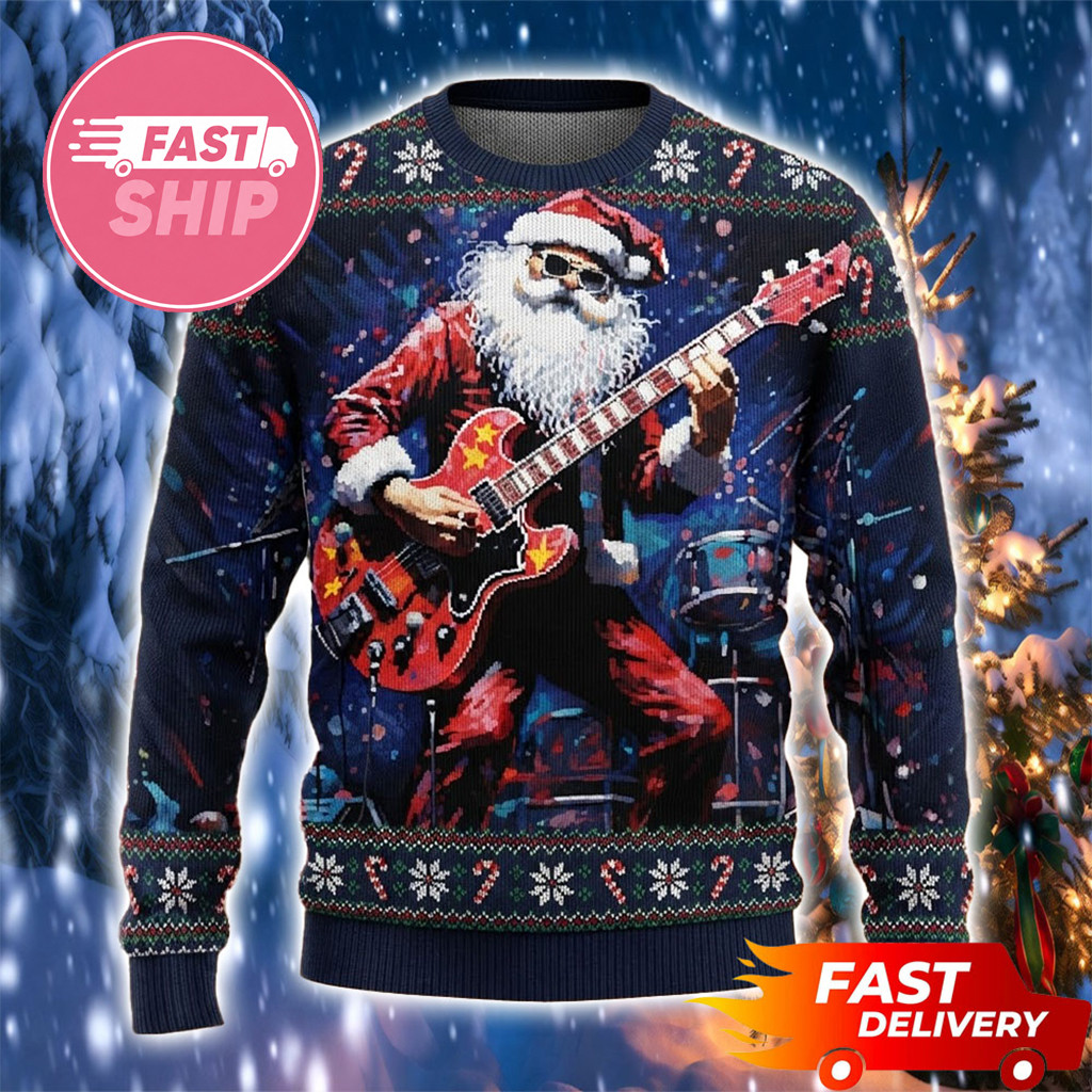 ACDC Santa Angus Young Claus Rock N Roll 2026 Christmas Ugly Sweater ACDC Merch Fan Gifts 1 - Unicasport ACDC Santa Angus Young Claus Rock N Roll 2026 Christmas Ugly Sweater ACDC Merch Fan Gifts