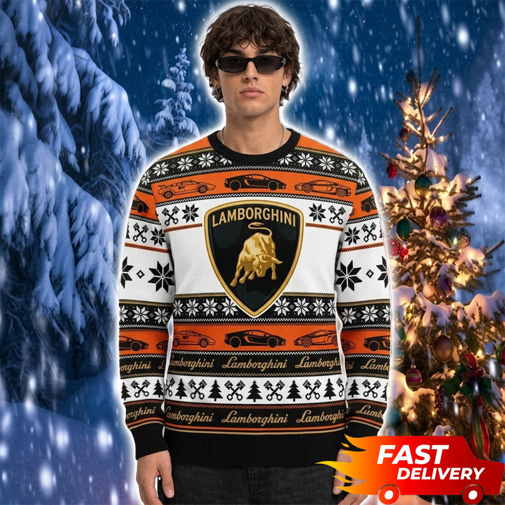 Lamborghini Logo Sports Luxury Car Christmas Ugly Sweater Xmas Gift For Car Lovers 1 - Unicasport Lamborghini Logo Sports Luxury Car Christmas Ugly Sweater Xmas Gift For Car Lovers