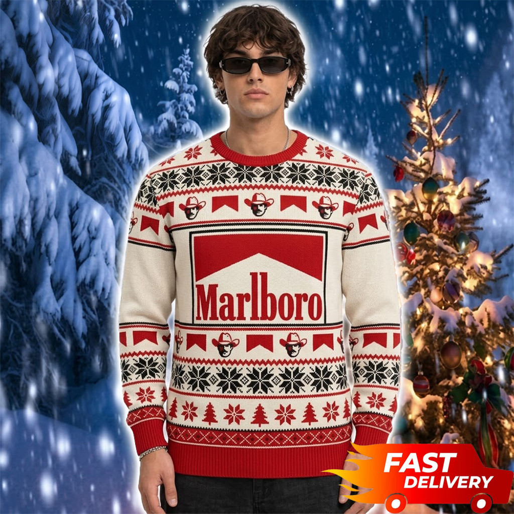 Marlboro Cigarette Smoke Logo Cowboys Fair Isle Christmas Ugly Sweater Xmas Gift For Husband 1 - Unicasport Marlboro Cigarette Smoke Logo Cowboys Fair Isle Christmas Ugly Sweater Xmas Gift For Husband