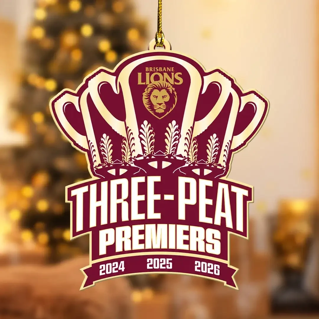 Brisbane Lions 2026 Three Peat Premiers Christmas Ornaments Brisbane Lions AFL Merch Fan Gifts