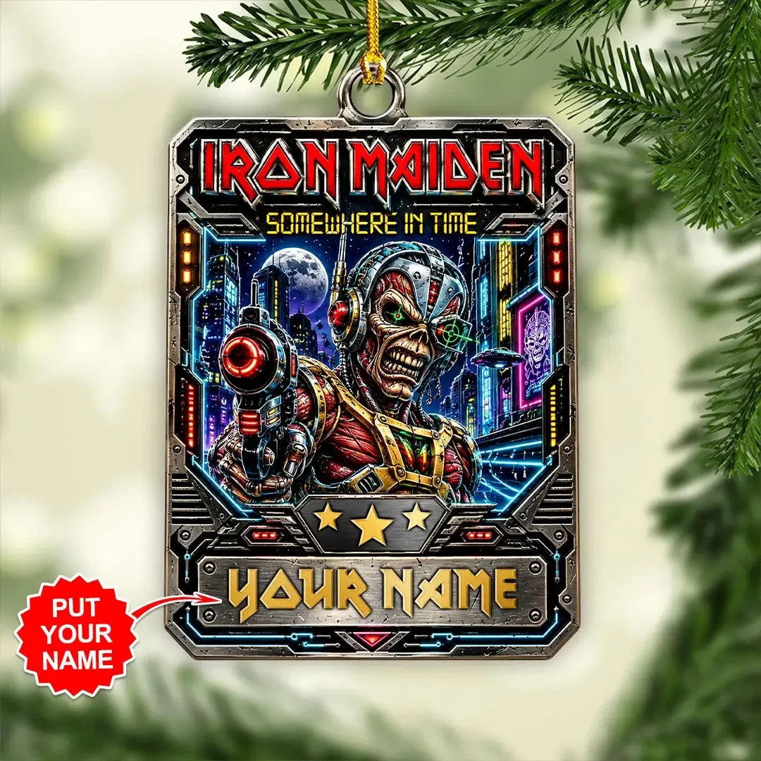 Personalized Iron Maiden Somewhere In Time Christmas Ornaments Iron Maiden Merch Xmas Tree Decor