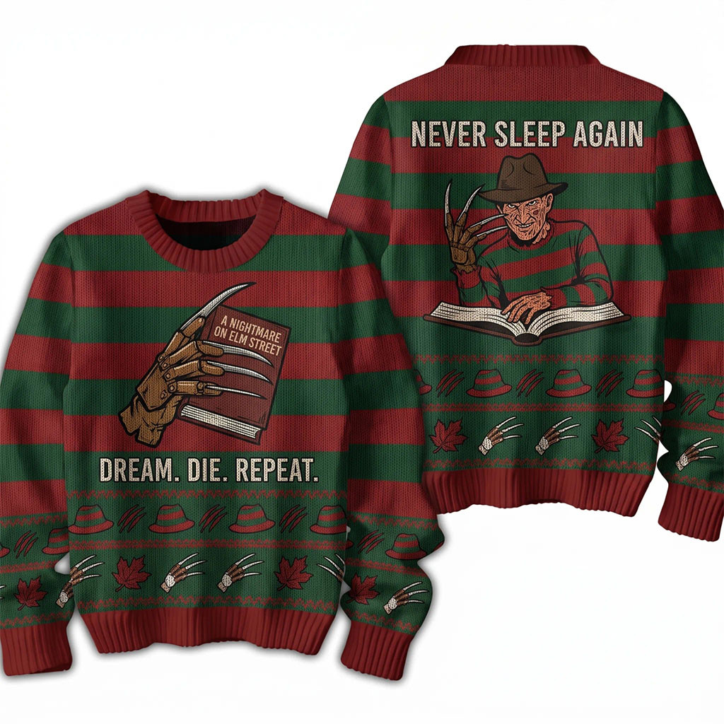 Freddy Krueger Dream Die Repeat Halloween Sweater Nightmare On Elm Street Freddy Krueger Merch 1 - Unicasport Freddy Krueger Dream Die Repeat Halloween Sweater Nightmare On Elm Street Freddy Krueger Merch
