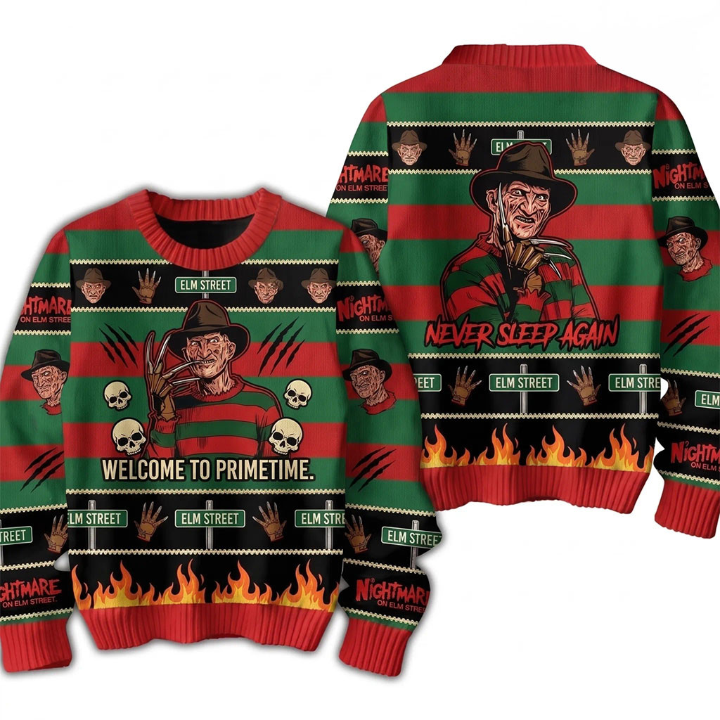 Freddy Krueger Never Sleep Again Freddy Sweater Freddy Krueger Merch Halloween Gifts 1 - Unicasport Freddy Krueger Never Sleep Again Freddy Sweater Freddy Krueger Merch Halloween Gifts