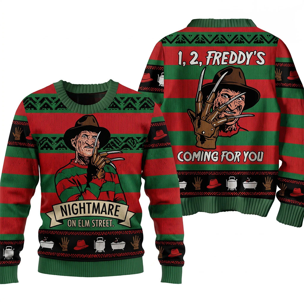 Freddy Krueger Nightmare On Elm Street Halloween Sweater Freddy Krueger Merch Horror Fan Gear 1 - Unicasport Freddy Krueger Nightmare On Elm Street Halloween Sweater Freddy Krueger Merch Horror Fan Gear