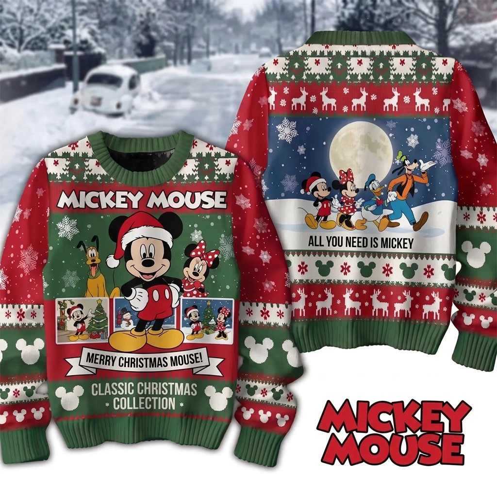 Mickey Mouse Merry Christmas Ugly Sweater All You Need Is Mickey Crewneck Gift For Xmas 1 - Unicasport Mickey Mouse Merry Christmas Ugly Sweater All You Need Is Mickey Crewneck Gift For Xmas