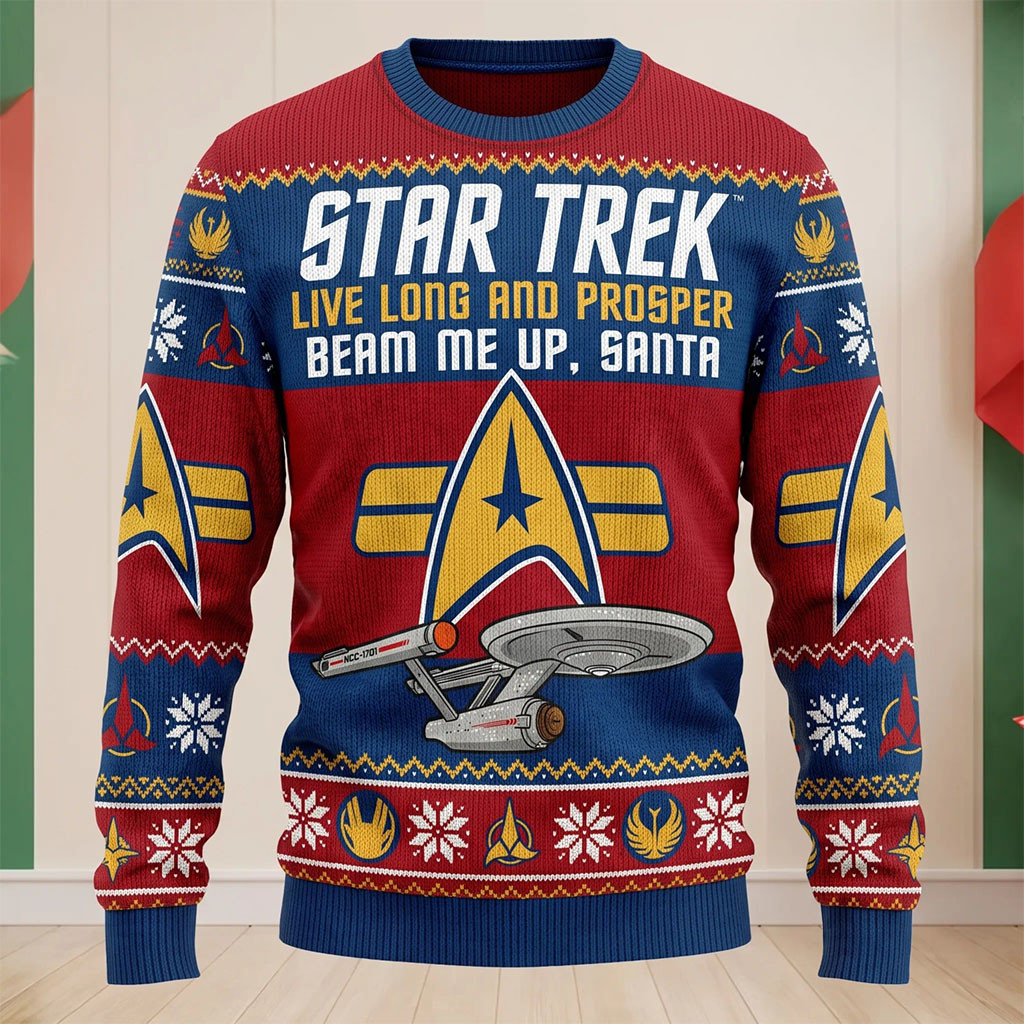 Star Trek Live Long And Prosper Christmas Ugly Sweater Star Trek Merch Gifts For Sci Fi Fans 1 - Unicasport Star Trek Live Long And Prosper Christmas Ugly Sweater Star Trek Merch Gifts For Sci Fi Fans