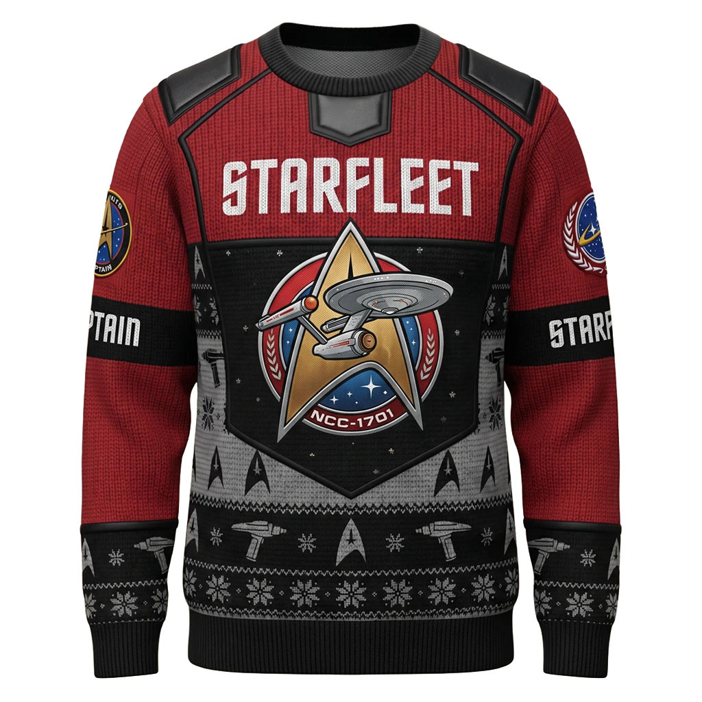 Star Trek Ugly Christmas Sweater Galactic Holiday Party Apparel Gifts For Sci Fi Fans 1 - Unicasport Star Trek Ugly Christmas Sweater Galactic Holiday Party Apparel Gifts For Sci Fi Fans