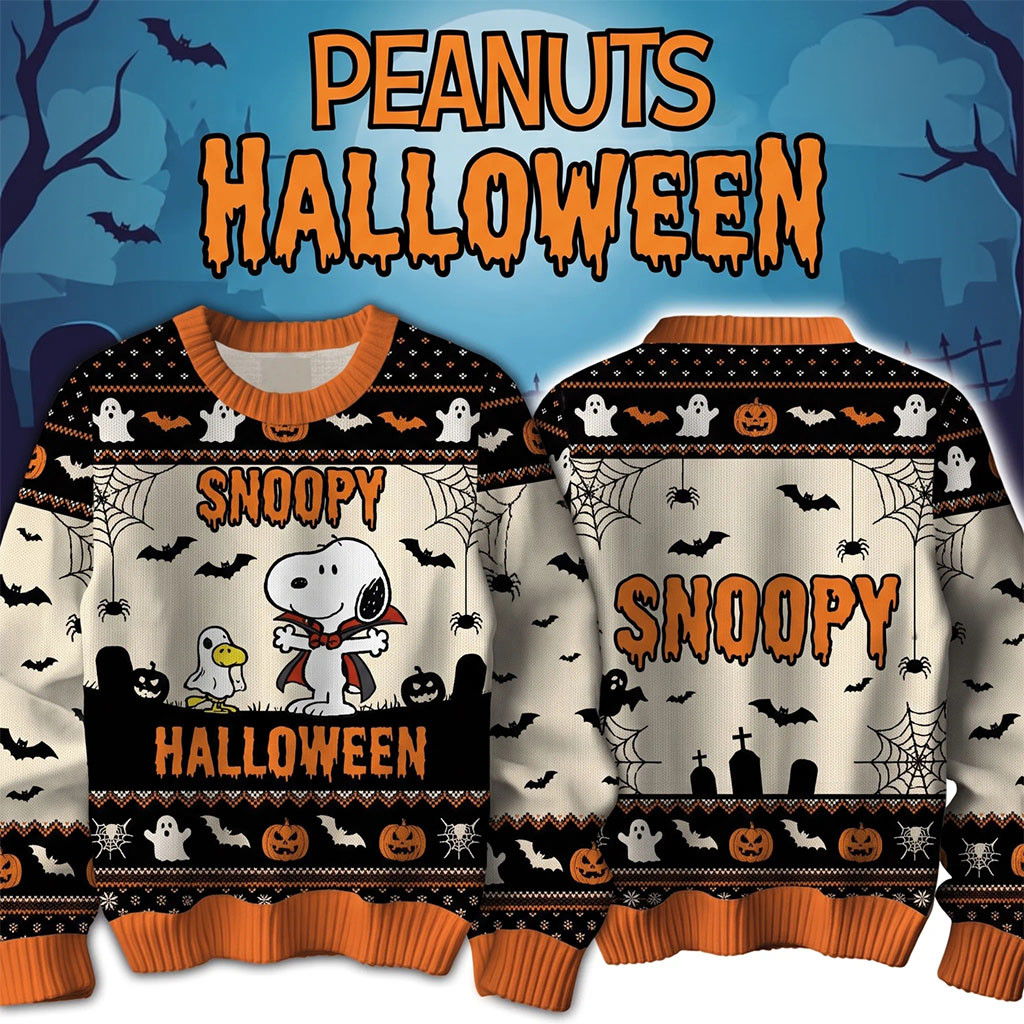Snoopy Vampire Halloween Ugly Sweater Spooky Peanuts Night Outfit Gifts for Halloween Lovers 1 - Unicasport Snoopy Vampire Halloween Ugly Sweater Spooky Peanuts Night Outfit Gifts for Halloween Lovers