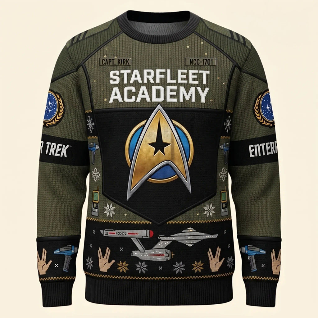 Star Trek Starfleet Academy Christmas Ugly Sweater Galactic Holiday Outfit Star Trek Merch 1 - Unicasport Star Trek Starfleet Academy Christmas Ugly Sweater Galactic Holiday Outfit Star Trek Merch