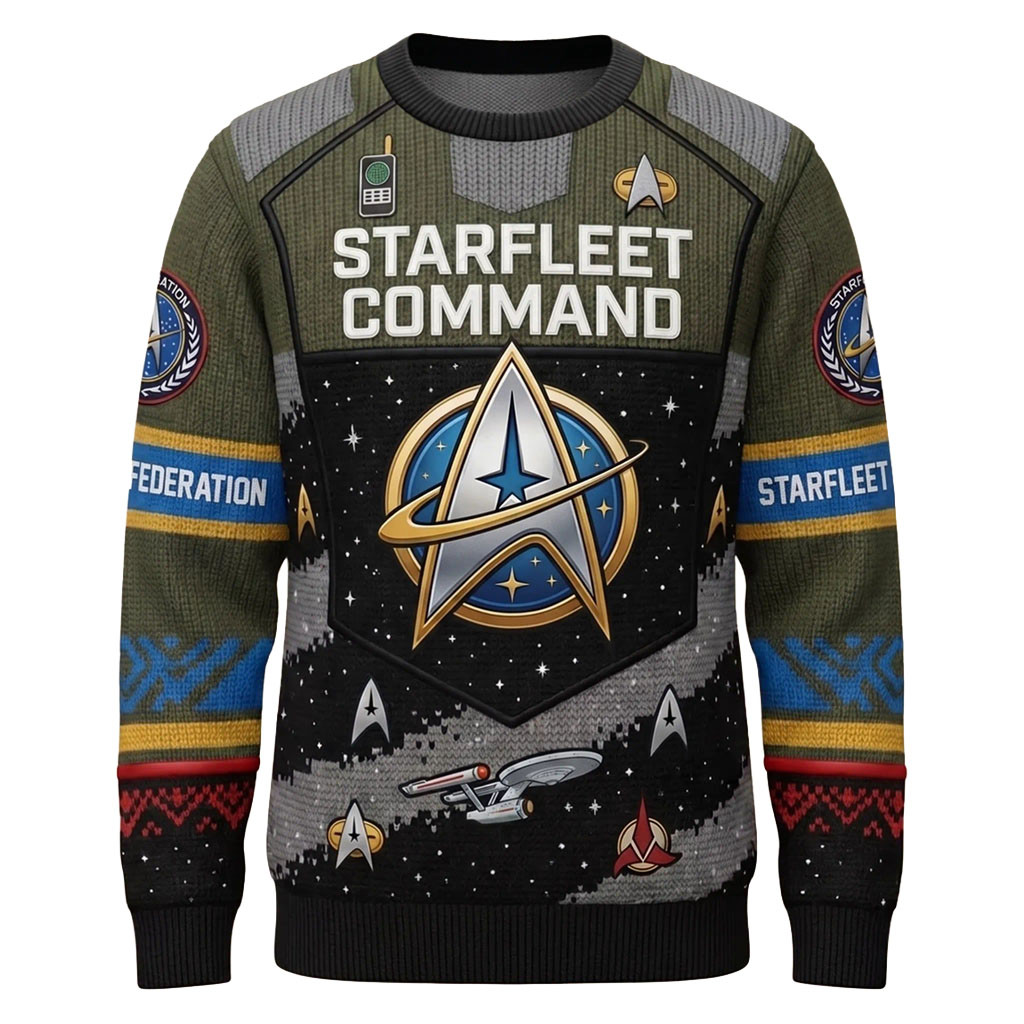 Star Trek Starfleet Command Christmas Ugly Sweater Galactic Holiday Outfit Gifts For Trekkie Fan 1 - Unicasport Star Trek Starfleet Command Christmas Ugly Sweater Galactic Holiday Outfit Gifts For Trekkie Fan
