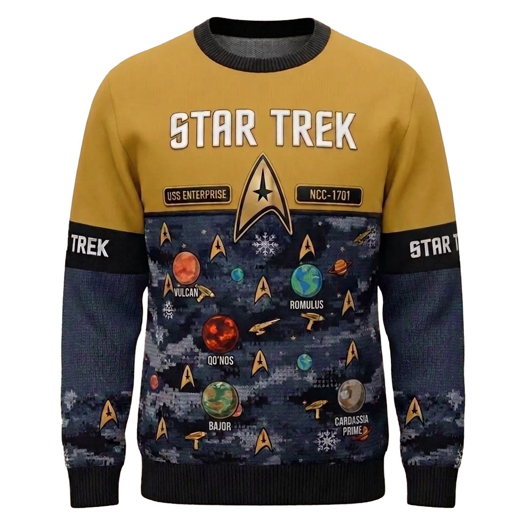 Star Trek USS Enterprise Ugly Christmas Sweater Star Trek Merch Galactic Holiday Apparel Gifts 1 - Unicasport Star Trek USS Enterprise Ugly Christmas Sweater Star Trek Merch Galactic Holiday Apparel Gifts