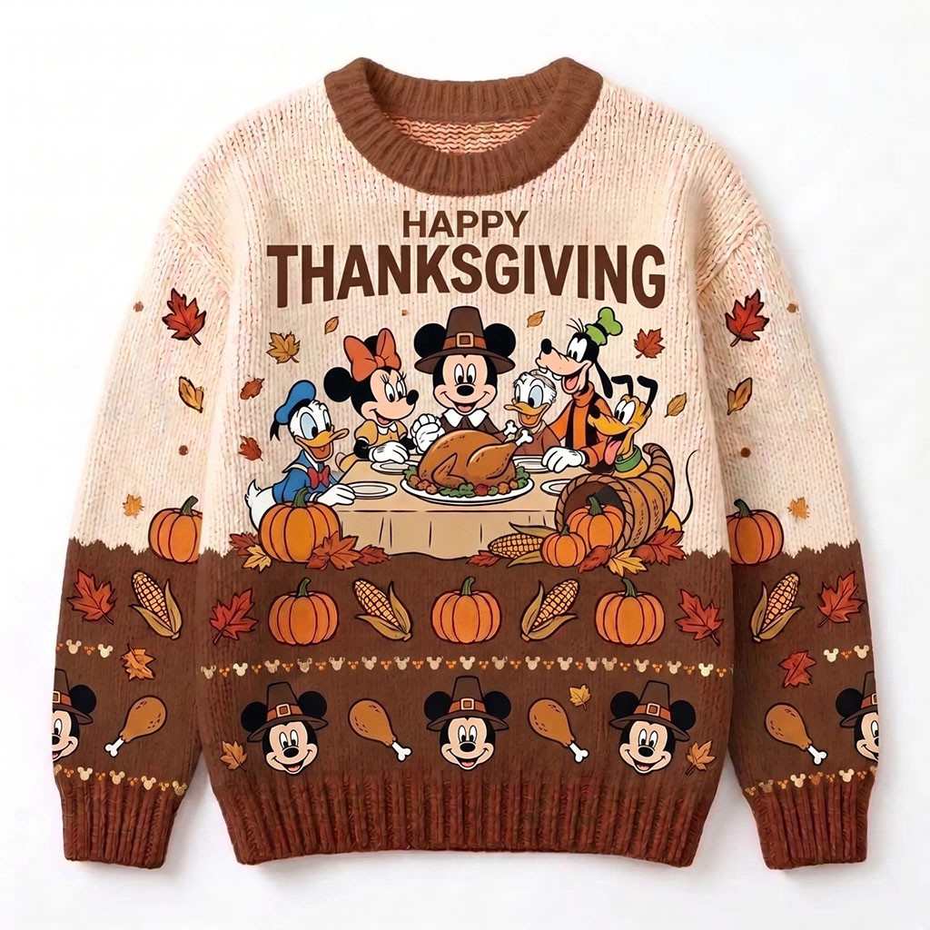 Mickey Mouse Thanksgiving Ugly Sweater Autumn Holiday Apparel Gifts For Cartoon Fans 1 - Unicasport Mickey Mouse Thanksgiving Ugly Sweater Autumn Holiday Apparel Gifts For Cartoon Fans