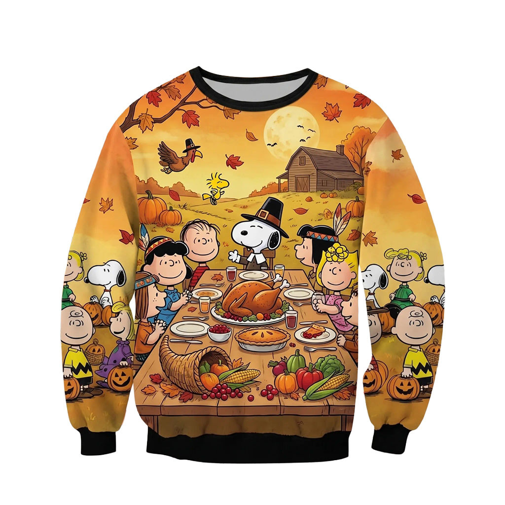 Charlie Brown Snoopy Peanuts Gang Thanksgiving Sweatshirt Cute Cartoon Apparel BFF Gifts 1 - Unicasport Charlie Brown Snoopy Peanuts Gang Thanksgiving Sweatshirt Cute Cartoon Apparel BFF Gifts