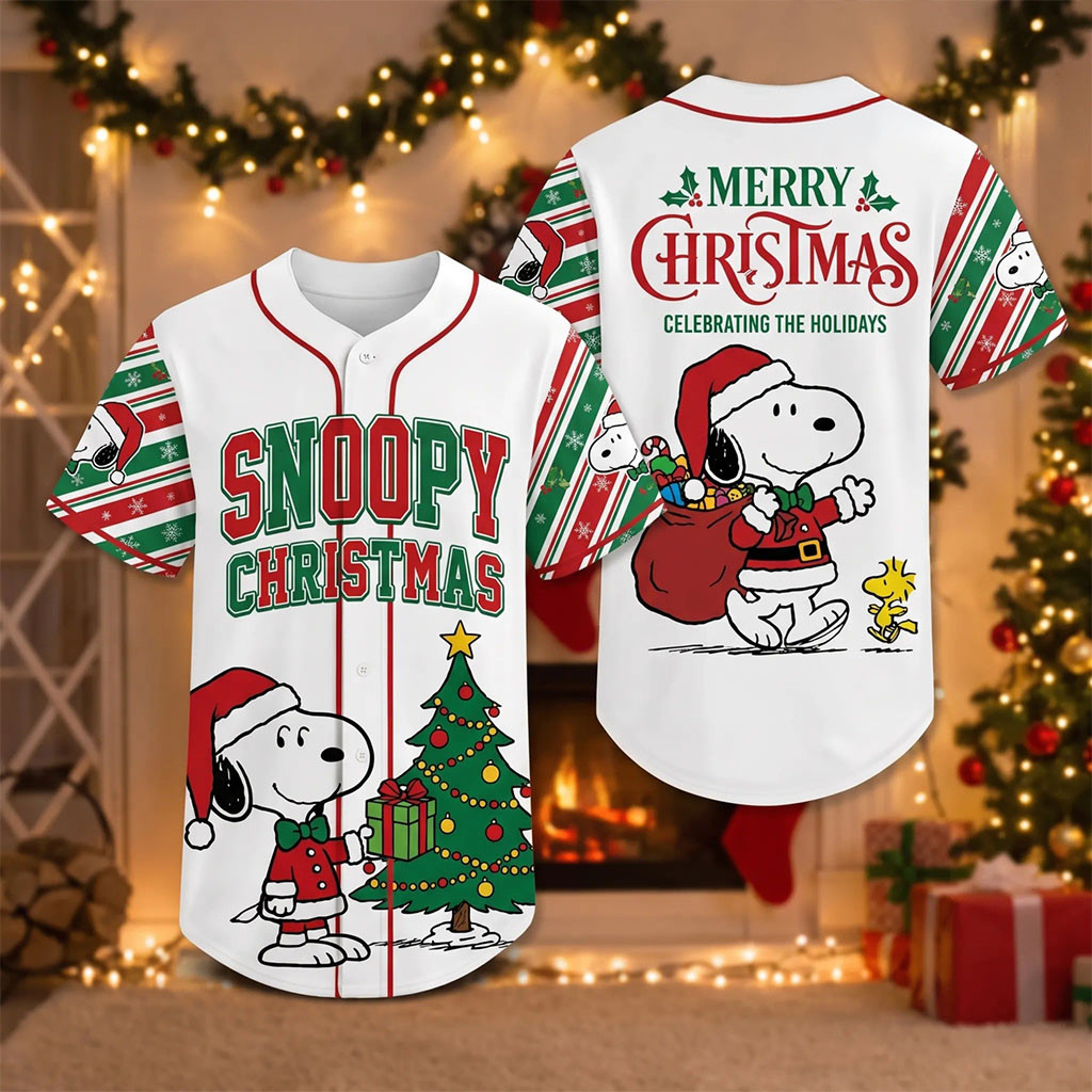 Snoopy Santa Merry Christmas Baseball Jersey Celebrating The Holidays Snoopy Merch Fan Gifts 1 - Unicasport Snoopy Santa Merry Christmas Baseball Jersey Celebrating The Holidays Snoopy Merch Fan Gifts
