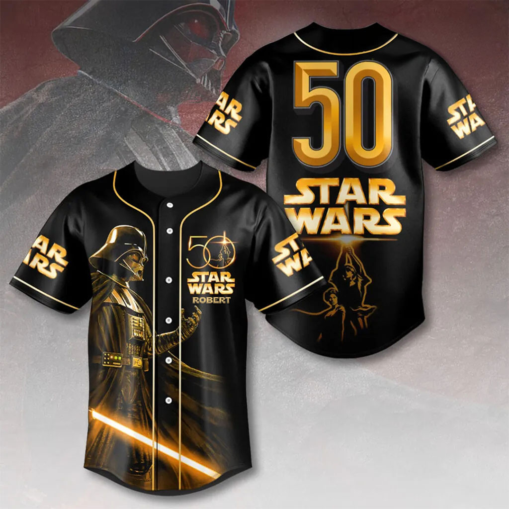 Custom Star Wars Merch The Force Galaxy Star 50th Anniversary Baseball Jersey Gift For Movie Fans 1 - Unicasport Custom Star Wars Merch The Force Galaxy Star 50th Anniversary Baseball Jersey Gift For Movie Fans