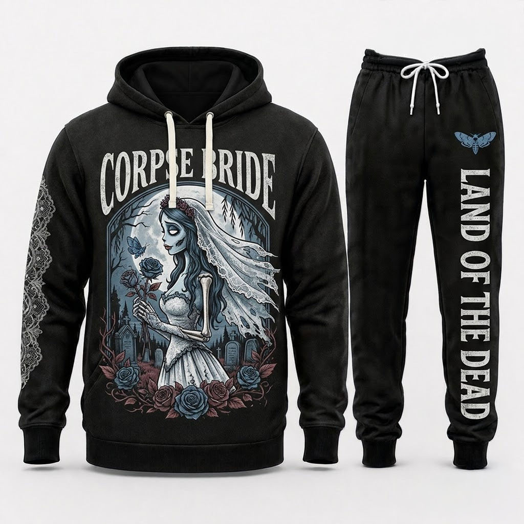 Corpse Bride Gothic Cartoon Vintage Halloween Hoodie And Sweatpants Set Corpse Bride Merch 1 - Unicasport Corpse Bride Gothic Cartoon Vintage Halloween Hoodie And Sweatpants Set Corpse Bride Merch