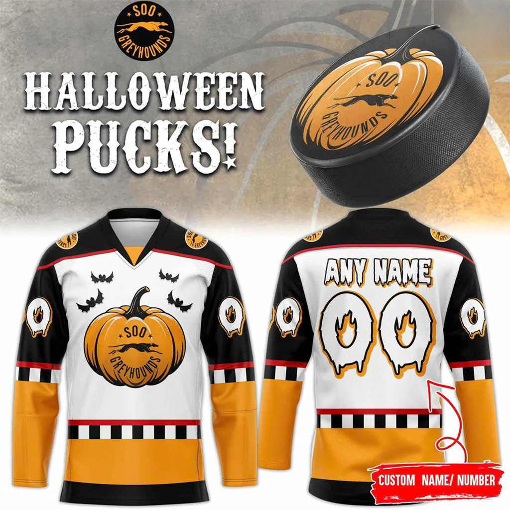 Custom Soo Greyhounds x Halloween Night 2026 Hockey Jersey Sault Ste Marie Greyhounds Merch 1 - Unicasport Custom Soo Greyhounds x Halloween Night 2026 Hockey Jersey Sault Ste Marie Greyhounds Merch
