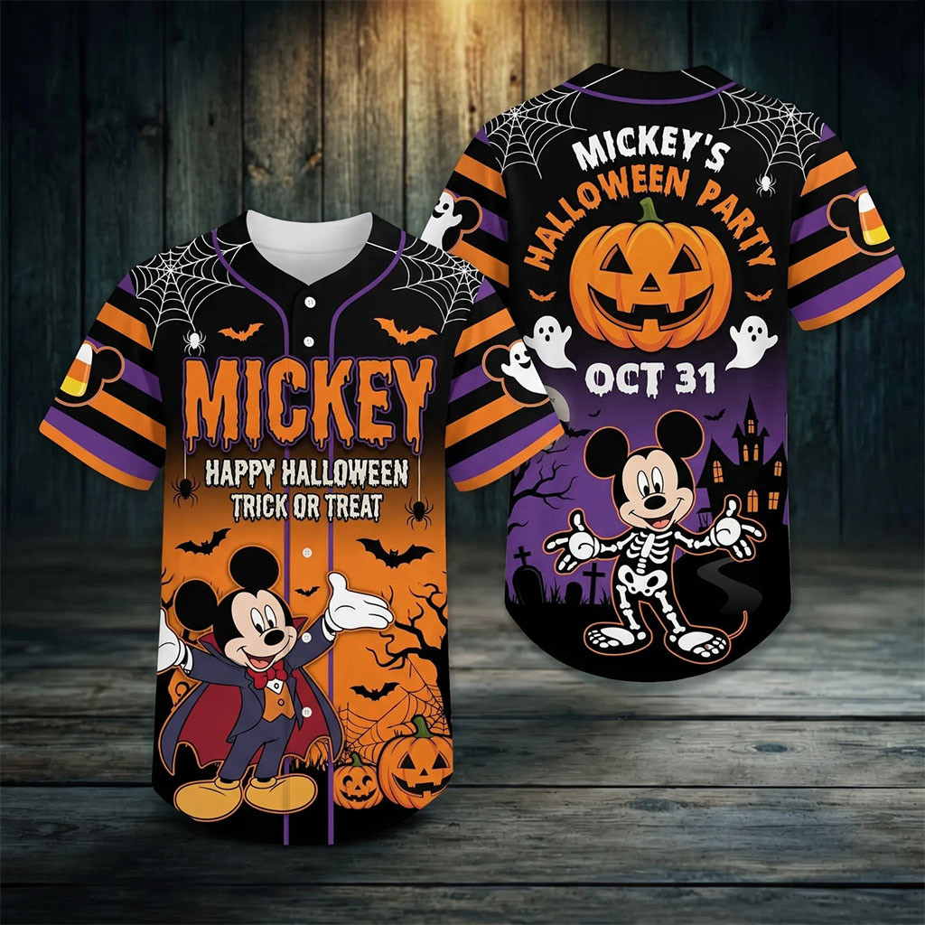 Mickey Happy Halloween Baseball Jersey Trick Or Treat Jersey Halloween Gift For Disney Lovers 1 - Unicasport Mickey Happy Halloween Baseball Jersey Trick Or Treat Jersey Halloween Gift For Disney Lovers