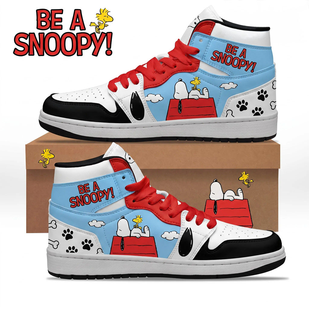 Be A Snoopy High Top Shoes Peanuts Character Sneakers Snoopy Merch Gifts For Cartoon Fans