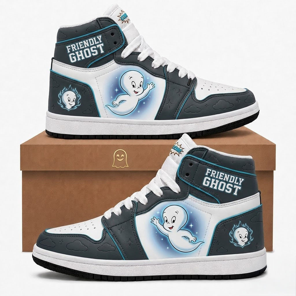 Casper Friendly Ghost Shoes Retro Cartoon Spooky Halloween High Top Sneakers Casper Merch