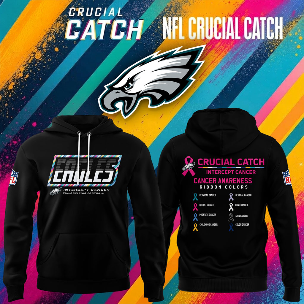 Philadelphia Eagles Crucial Catch Hoodie 2026 Cancer Awareness Hoodie Philadelphia Eagles Merch 1 - Unicasport Philadelphia Eagles Crucial Catch Hoodie 2026 Cancer Awareness Hoodie Philadelphia Eagles Merch
