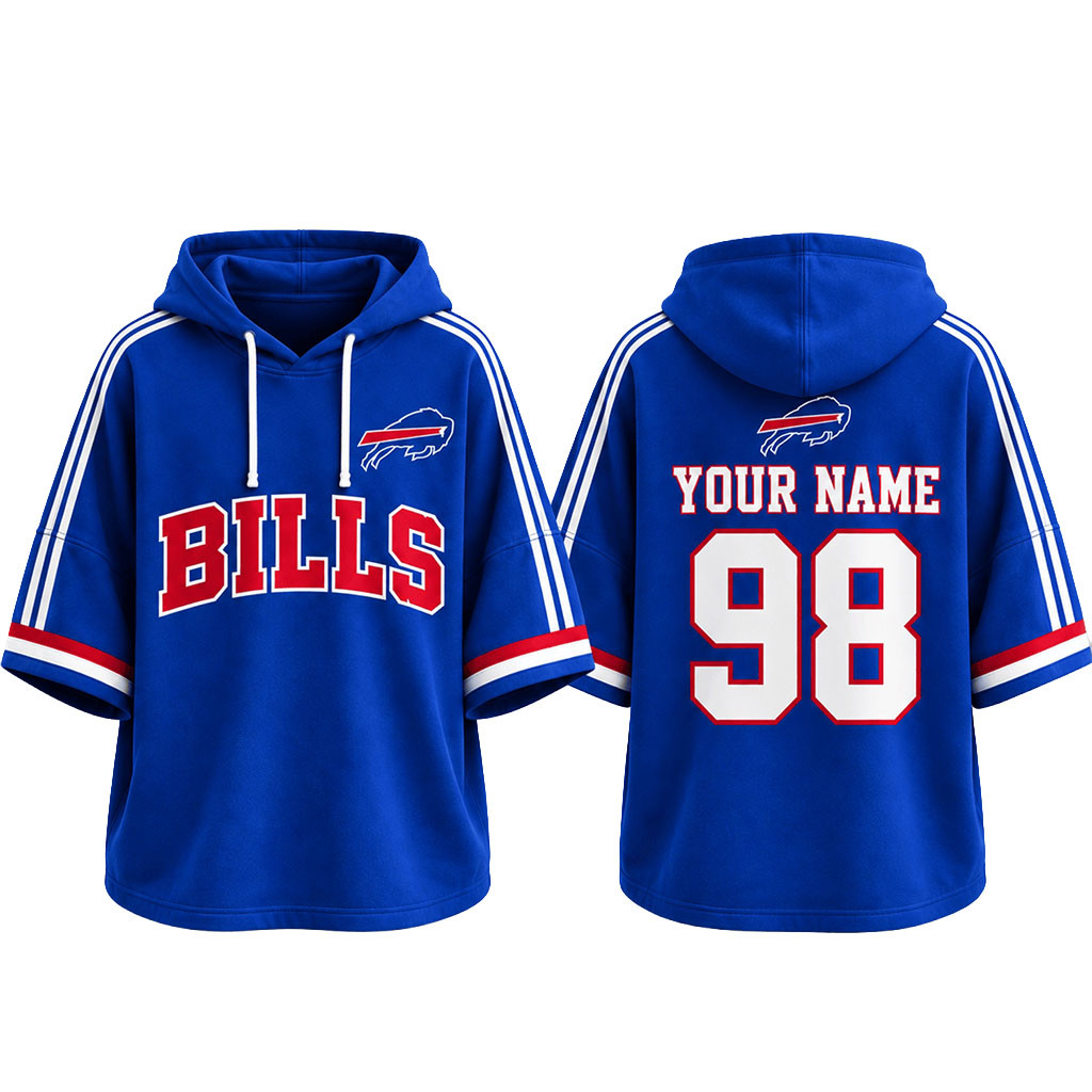 Custom Buffalo Bills Football Team Spirit Short Sleeve Hoodie Buffalo Bills Merch Fan Gifts 1 - Unicasport Custom Buffalo Bills Football Team Spirit Short Sleeve Hoodie Buffalo Bills Merch Fan Gifts