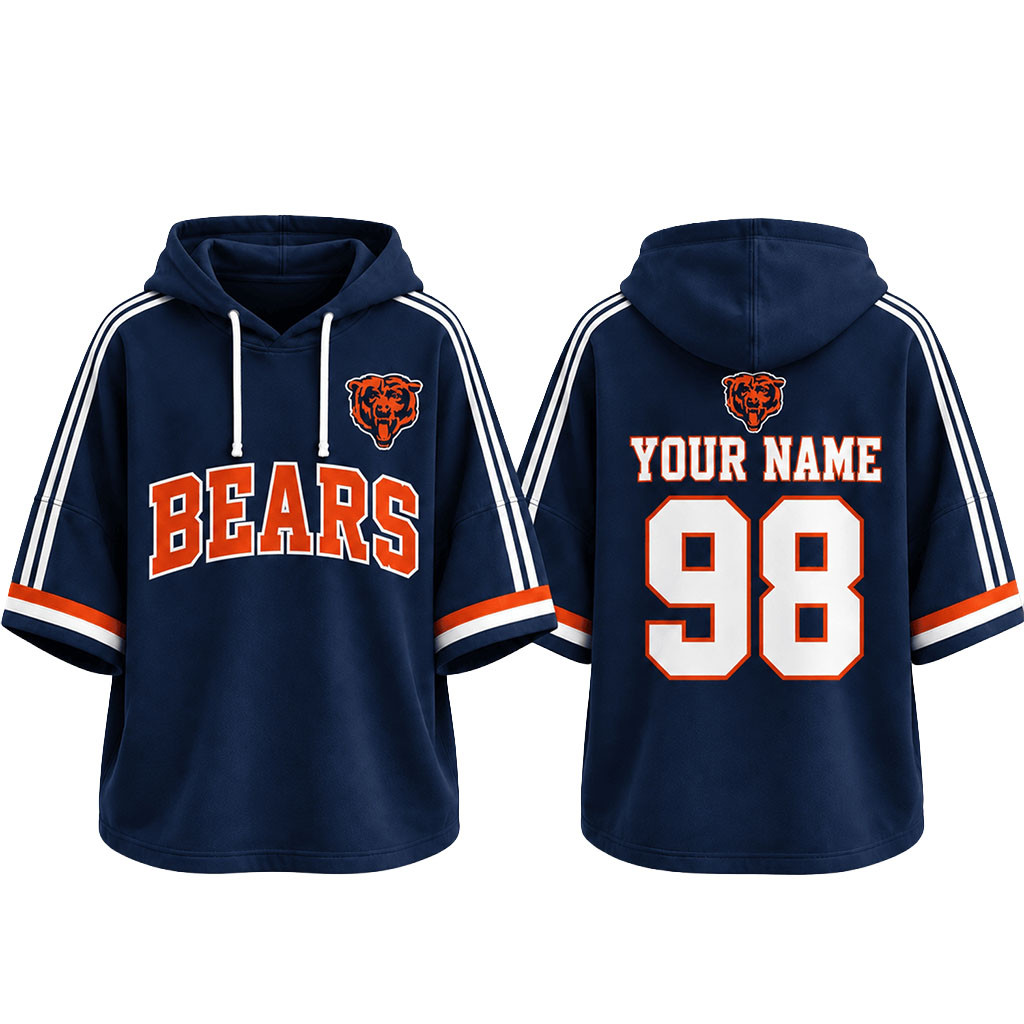 Custom Chicago Bears Football Team Spirit Short Sleeve Hoodie Bears Merch Game Day Gifts 1 - Unicasport Custom Chicago Bears Football Team Spirit Short Sleeve Hoodie Bears Merch Game Day Gifts