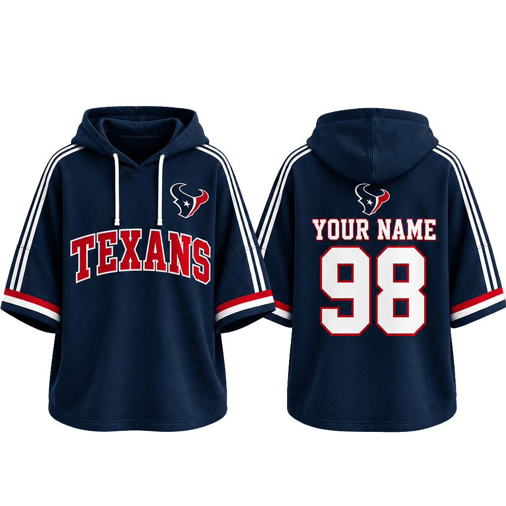 Custom Houston Texans Football Team Spirit Short Sleeve Hoodie Houston Texans Merch Fans Gift 1 - Unicasport Custom Houston Texans Football Team Spirit Short Sleeve Hoodie Houston Texans Merch Fans Gift