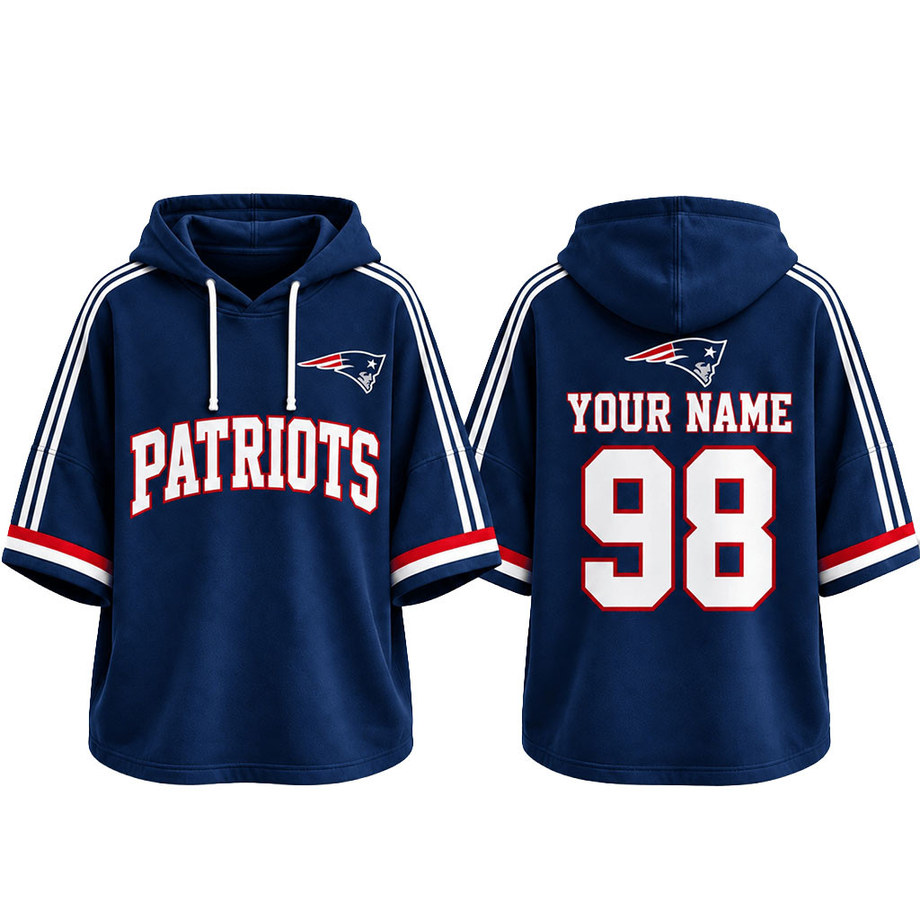 Custom New England Patriots Football Team Spirit Short Sleeve Hoodie Game Day NE Patriots Merch 1 - Unicasport Custom New England Patriots Football Team Spirit Short Sleeve Hoodie Game Day NE Patriots Merch