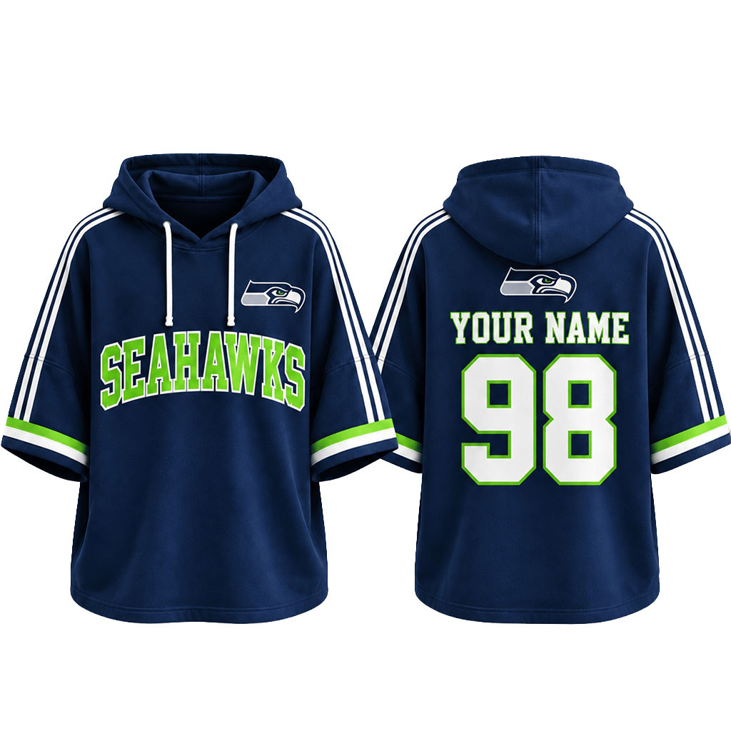 Custom Seattle Seahawks Football Team Spirit Short Sleeve Hoodie Game Day Seattle Seahawks Merch 1 - Unicasport Custom Seattle Seahawks Football Team Spirit Short Sleeve Hoodie Game Day Seattle Seahawks Merch
