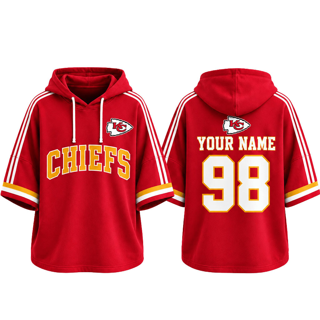 Custom Kansas City Chiefs Football Team Spirit Short Sleeve Hoodie KC Chiefs Merch Him Gift 1 - Unicasport Custom Kansas City Chiefs Football Team Spirit Short Sleeve Hoodie KC Chiefs Merch Him Gift