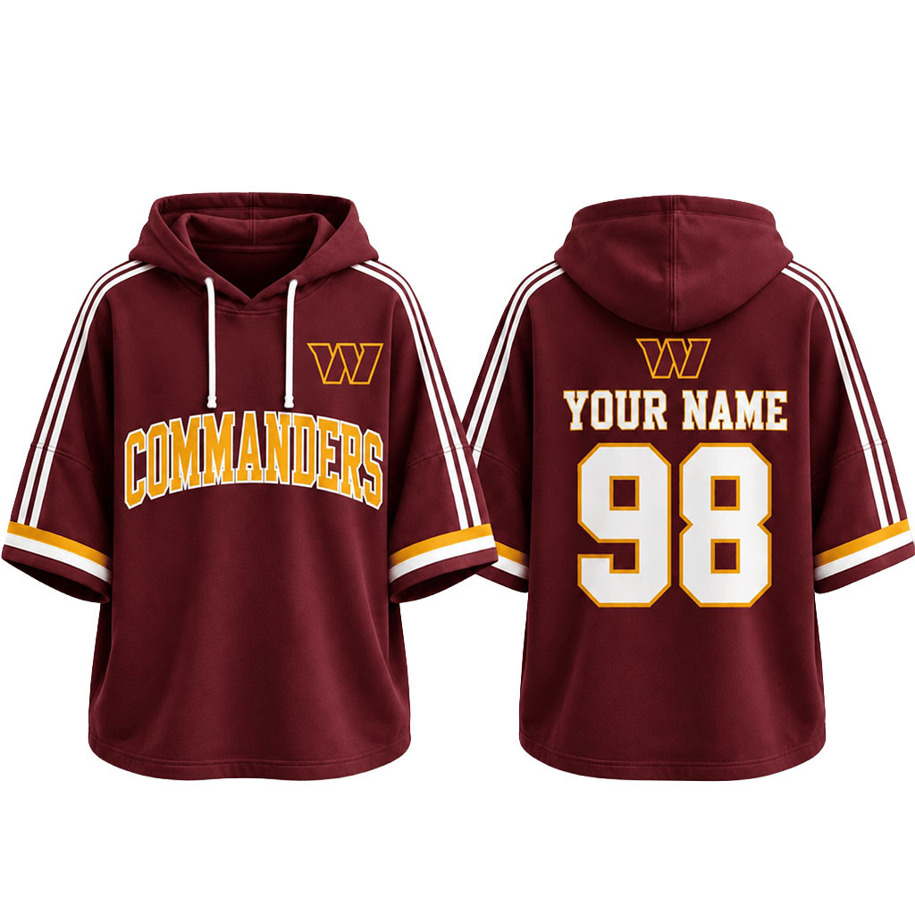 Custom Washington Commanders Football Team Spirit Short Sleeve Hoodie Game Day Commanders Merch 1 - Unicasport Custom Washington Commanders Football Team Spirit Short Sleeve Hoodie Game Day Commanders Merch