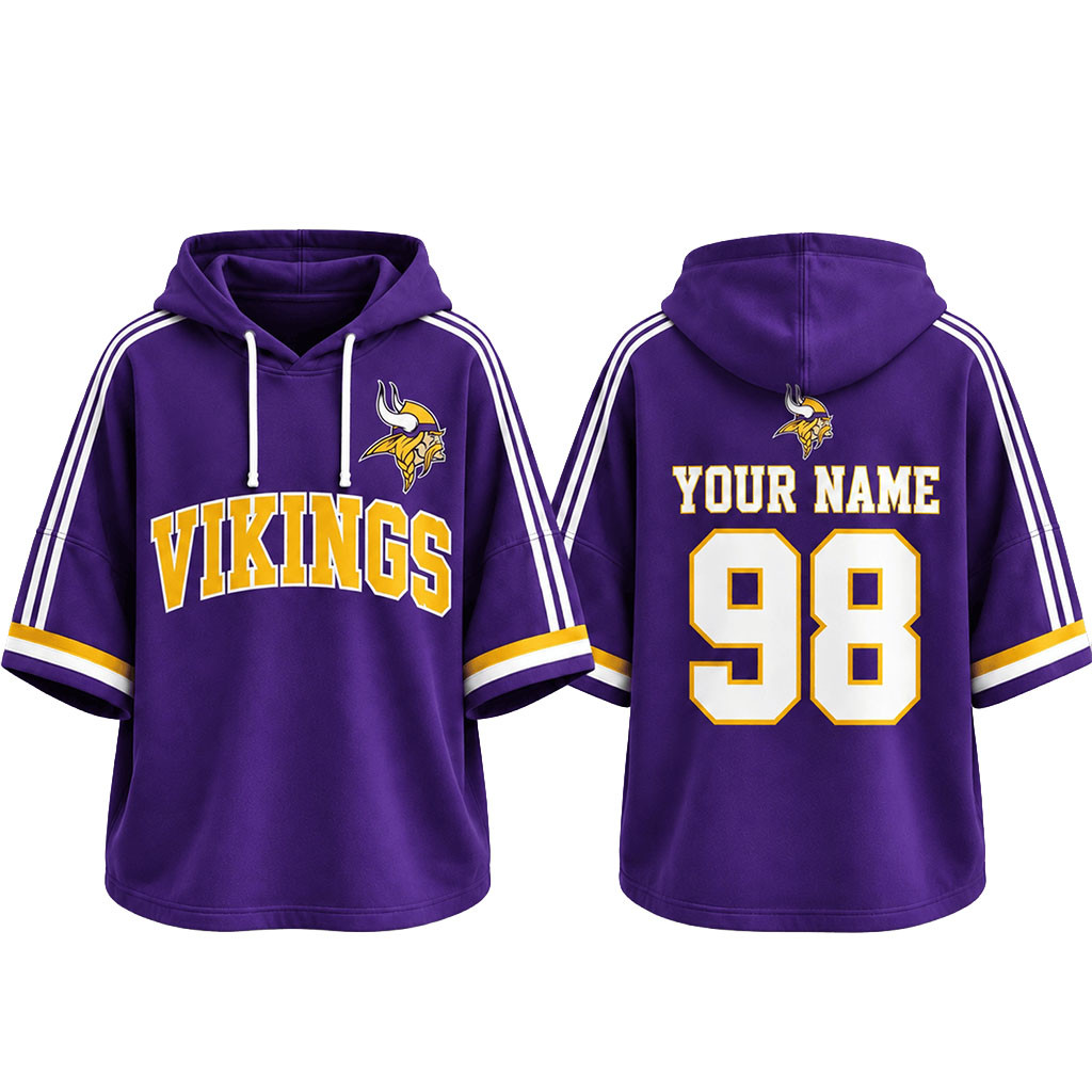 Custom Minnesota Vikings Football Team Spirit Short Sleeve Hoodie Game Day Vikings Merch 1 - Unicasport Custom Minnesota Vikings Football Team Spirit Short Sleeve Hoodie Game Day Vikings Merch