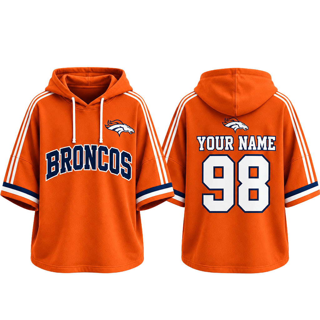 Custom Denver Broncos Football Team Spirit Short Sleeve Hoodie Denver Broncos Merch Game Day Gear 1 - Unicasport Custom Denver Broncos Football Team Spirit Short Sleeve Hoodie Denver Broncos Merch Game Day Gear