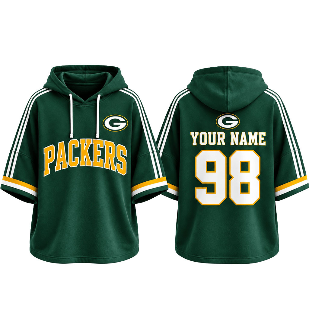 Custom Green Bay Packers Football Team Spirit Short Sleeve Hoodie GB Packers Merch Game Day Gift 1 - Unicasport Custom Green Bay Packers Football Team Spirit Short Sleeve Hoodie GB Packers Merch Game Day Gift